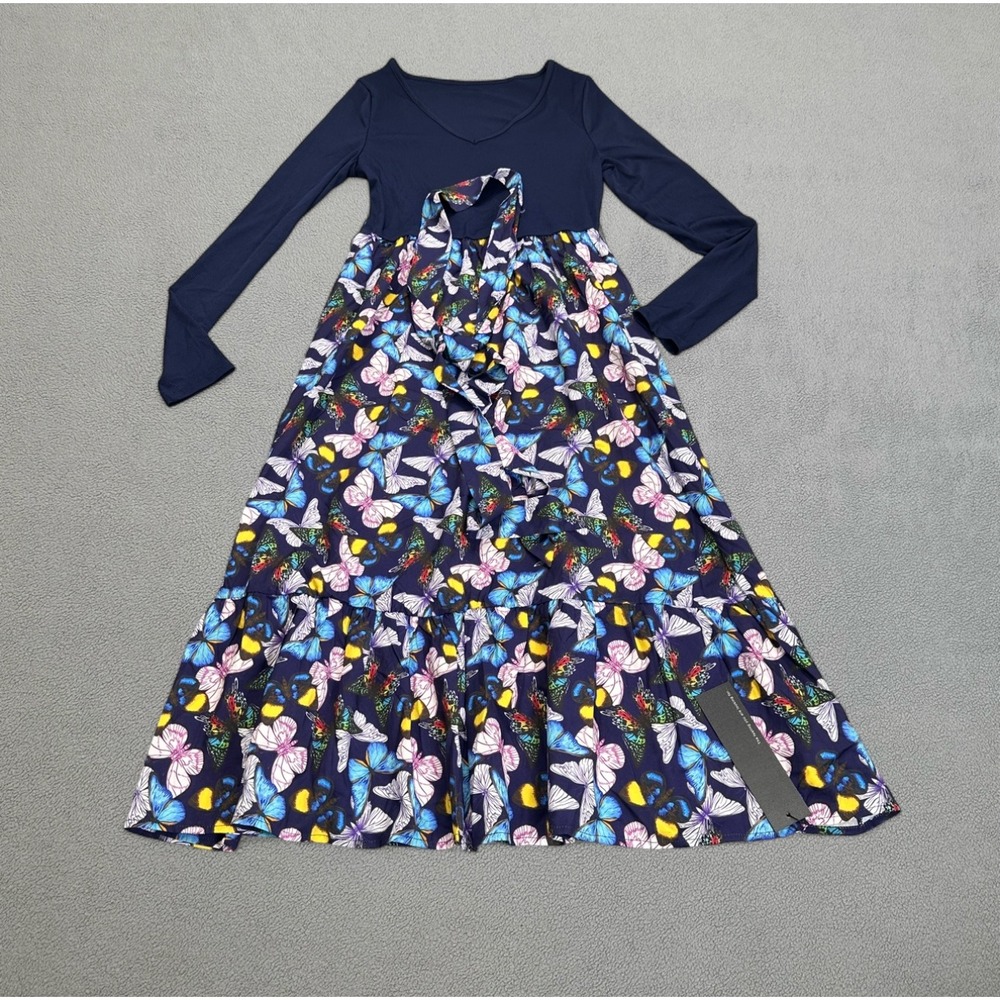 NWT S.DEER Concept Tiered Dress Womens S Butterfly Print Long Sleeves Skirt